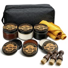 Eagle 13-Piece Shoe Polish Kit   Black, Brown  Neutral Shoe Wax  Boot Cr