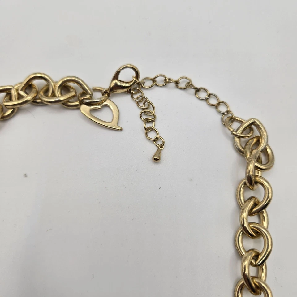 Thalia Sodi Necklace Chunky Heart Pendant Crystal Links 17" - Image 3 of 4