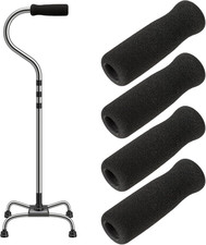 4 Pack Cane Grips - Black Foam Offset Handle Replacement for Seniors