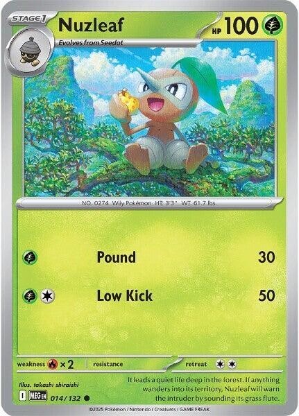 Nuzleaf Mega Evolution 014/132 Regular Common 2025 Pokemon TCG Near Mint