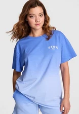Victoria's Secret PINK Campus Short Sleeve Tee Core in Ultra Marine Dip Dye XS