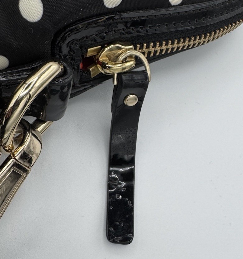 Kate Spade Calista Laptop Bag Crossbody Black White Polka Dots Red Lining 15x12 thumbnail 13