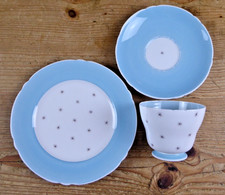 1960's Shelley China Blue Pole Star Trio - Cup, Saucer and Plate Pattern 13774