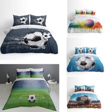 Image of 3D Football Print Duvet Cover Set Microfiber Bedding Set Kids Adults Bed Decor