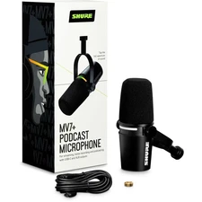 Shure MV7+ USB/XLR Podcast Microphone - Professional Dynamic Mic (Black)