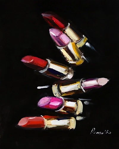 LIPSTICK  Still Life Oil painting collectible art Demenko 8x10