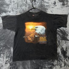 Vintage Harley Davidson Black Short Sleeve Size Large Soaring Eagle Graphic