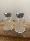 Vintage Glass Salt and Pepper Shakers Set - Floral Rose Pattern SR