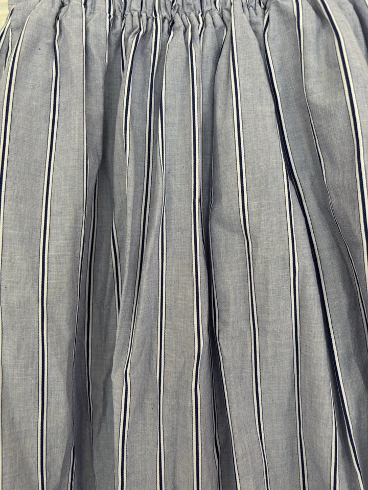 Donna Karan Sea Glass Blue Stripe Floral Broderie Asymmetric Midi Skirt Sz XXS - Image 2 of 4