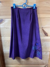 Choices Women s Purple Vintage A Line Skirt With Floral Embroidery