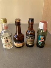 vintage mini liquors bottles 1/10 Pint Teachers, Schenley, Guckenheimer, Rumona