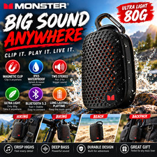 Monster M3 Magnetic Clip On Mini Bluetooth Speaker V5.4 Portable Outdoor Bass