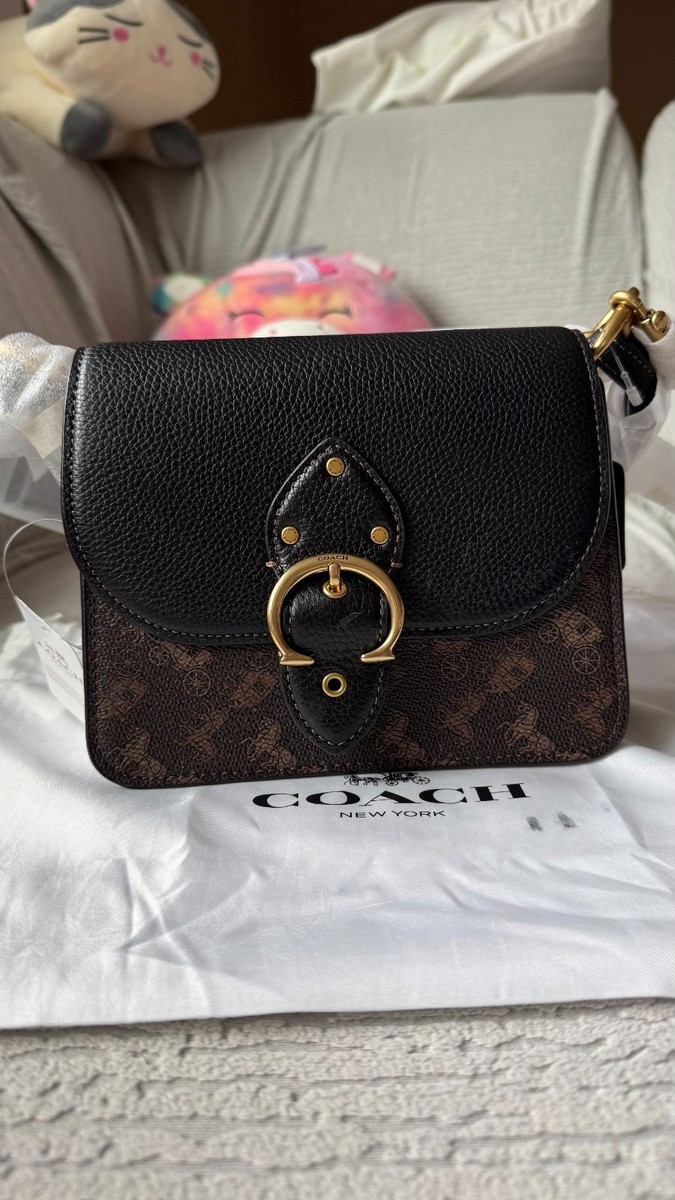 Coach Small Leather Black Shoulder Bag for Women with Horse And