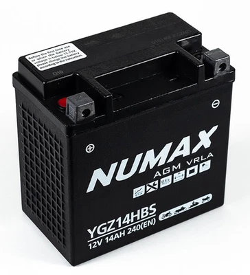 Batterie moto Numax Supreme AGM Harley YGZ14H-BS 12V 14Ah 240A3 - Photo 1/2