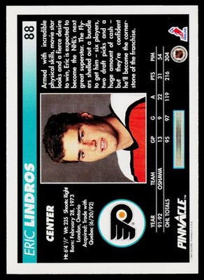 1992-93 Pinnacle Eric Lindros Rookie #88 RC | eBay