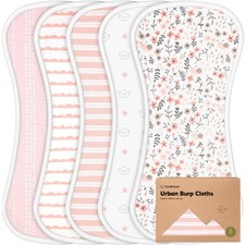 Organic Burp Cloths Baby Boy  Girl - 5-Pack Super Absorbent Cotton Burping Clot