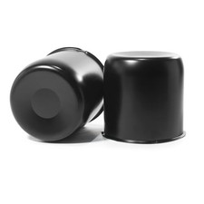 2Pcs 4.88inch Stainless Trailer Wheel Center Caps 4.88" OD 4.76" H Matt Black