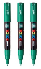 PC-1M Water-Based Paint Markers Extra Fine Tip 0.7mm Green 3 PCS Art Supplies