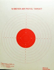 B-40 10 Meter Air Pistol Target, (red) 7" x 8", on Tagboard (100)