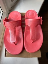 Image of FitFlop Iqushion Pearlised Rosy Coral adjustable buckle sandals - Size UK 4 BNIB