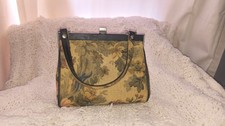 Kadin Tapestry Purse Floral Design Beige Green Brown Vintage Style