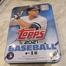 Topps 2021 Baseball Series 1 Empty Metal Card Tin Aaron Judge Packaging dented
