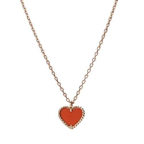s-l500 Van Cleef & Arpels Red Carnelian 18K Sweet Alhambra Heart Necklace 12345