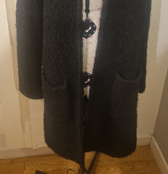 THE WHITE COMPANY Ladies Black Wool Blend Long Coatigan Size 16 - T21