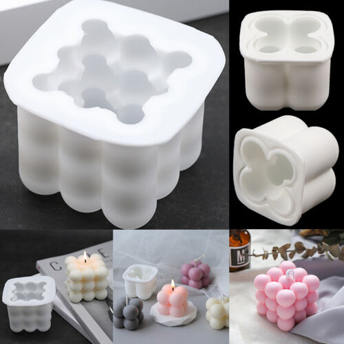 DIY Ball Cube 3D Silicone Molds Epoxy Resin Aromatherapy Candle Wax Candle Mold - Foto 1 di 15