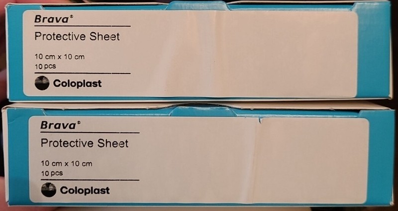 Lot of 2 Coloplast 032105 Brava Skin Barrier Protective Sheet 4 x 4in 10 per Box
