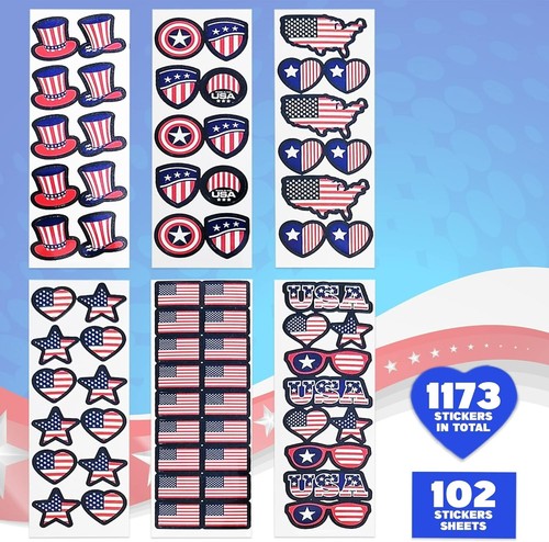 Durable Self-Adhesive Patriotic Stickers - Perfect for Scrapbooking & Classrooms - Picture 4 of 9
