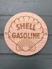 Engraved wooden Shell Petrol sign-Man Cave-Garage-Workshop