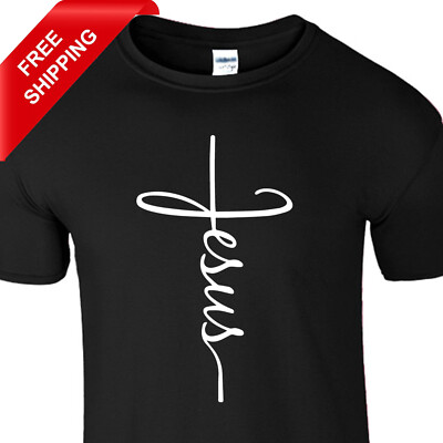 Jesus Christian Cross Mens T-Shirt Religious Faith Love New Gift Tee Shirt  USA