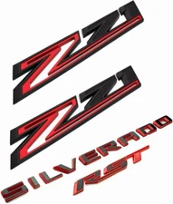 4Pc Z71 Emblem 19-21 Silverado RST Badge Decal Fit For Silverado (Red Trim)