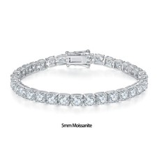 3-5mm D Color Moissanite Tennis Chain Bracelet 925 Silver 16-20CM Pass Tester