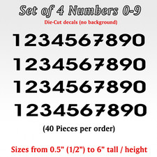 4 pack Numbers 0 to 9 Vinyl Die-Cut Decal set of 40 pieces sticker custom number
