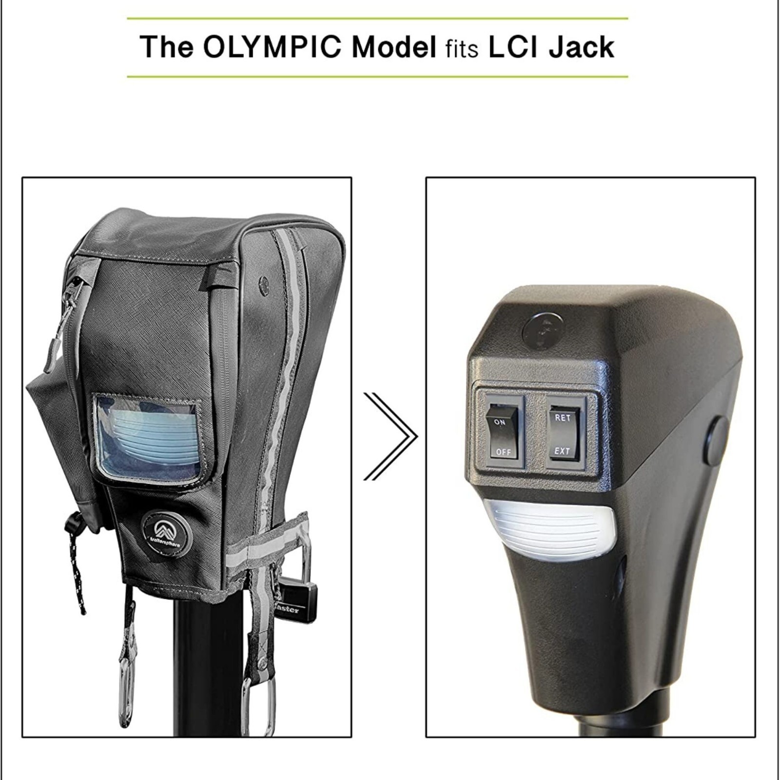 Electric Tongue Jack Cover for LCI Jack Trailer RV Chains Holder Sun