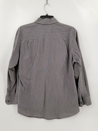 Alfani Dress Shirt Mens Adult Size XL Color Gray Long Sleeve Button Up Striped - Picture 2 of 5