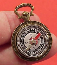 Miniature 1 ONE- WORKING COMPASS Pocket Watch Fob Chain Charm Pendant Drop GPS 
