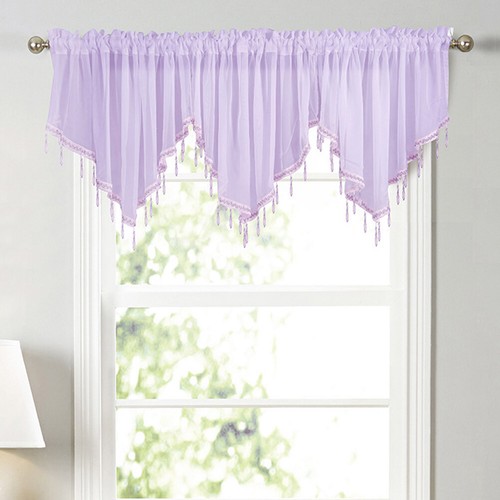 Solid Color Triangle Shape Kitchen Short Curtain Window Valance Drape Home Decor - Picture 5 of 17