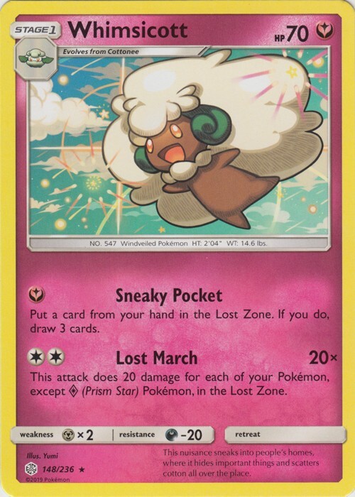 Whimsicott 148/236 SM - Cosmic Eclipse Rare Pokemon TCG