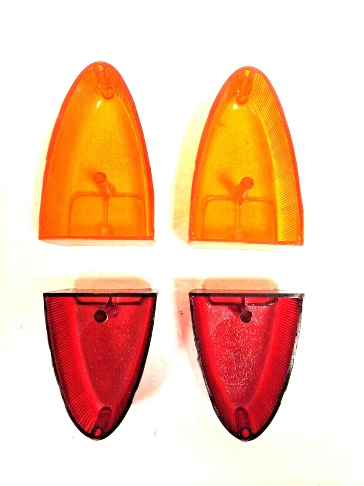 Conjunto de lentes traseiras Fiat 1100 vermelha e âmbar 4 peças NOVO (216AB) - Imagem 3 de 4