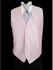 L New Cardi Pink Blue Tuxedo Vest Waistcoat Adjustable waist Large TUXXMAN