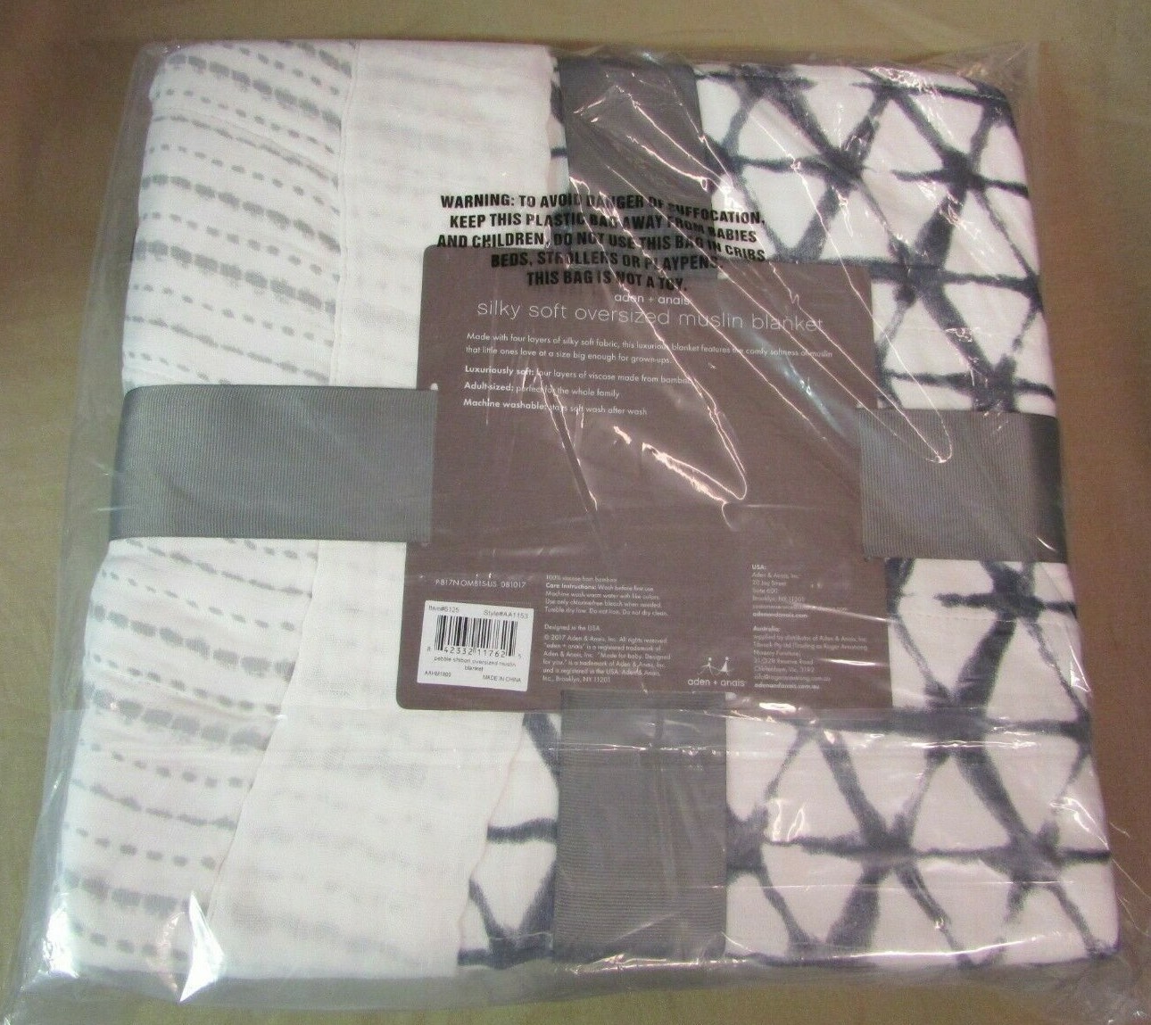 aden + anais Dream Blanket 100 Cotton Bamboo Muslin Pebble Shibori