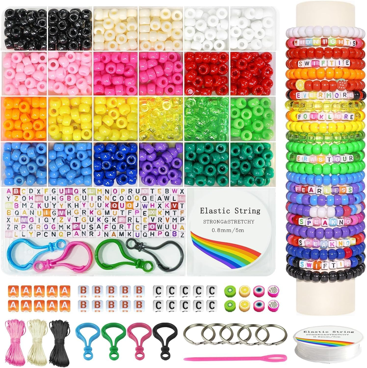 Friendship Bracelet Making Kit, Kandi Pony Beads for Jewelry Making, Hair Bea...
