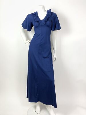 VINTAGE 60s 70s ROYAL BLUE RUFFLE COLLAR CAPE SLEEVE MAXI DRESS 8 10 | eBay VINTAGE 60s 70s ROYAL BLUE RUFFLE COLLAR CAPE SLEEVE MAXI DRESS 8 10 | eBay