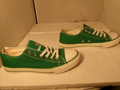 Rare HTF Heineken Beer Red Star Green Low Canvas Sneakers Men 7.5 Women 9.5