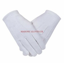 Freemason Masonic Gloves  in Plain White Cotton  