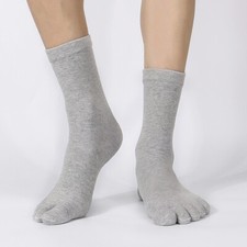 Men Crew Ankle Athletic Socks 100 Cotton Five Finger toe Sport Black  