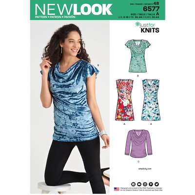 New Look SCHNITTMUSTER 6577 Minikleid, Tuniken oder Tops Größen 6-18 nur für Strick